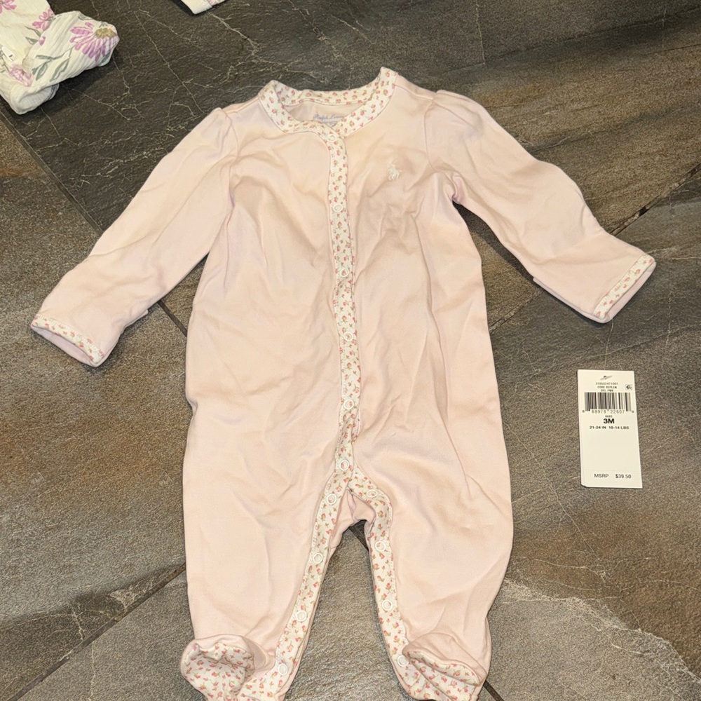Ralph Lauren Pink Baby pajamas One Piece- NWT-Floral